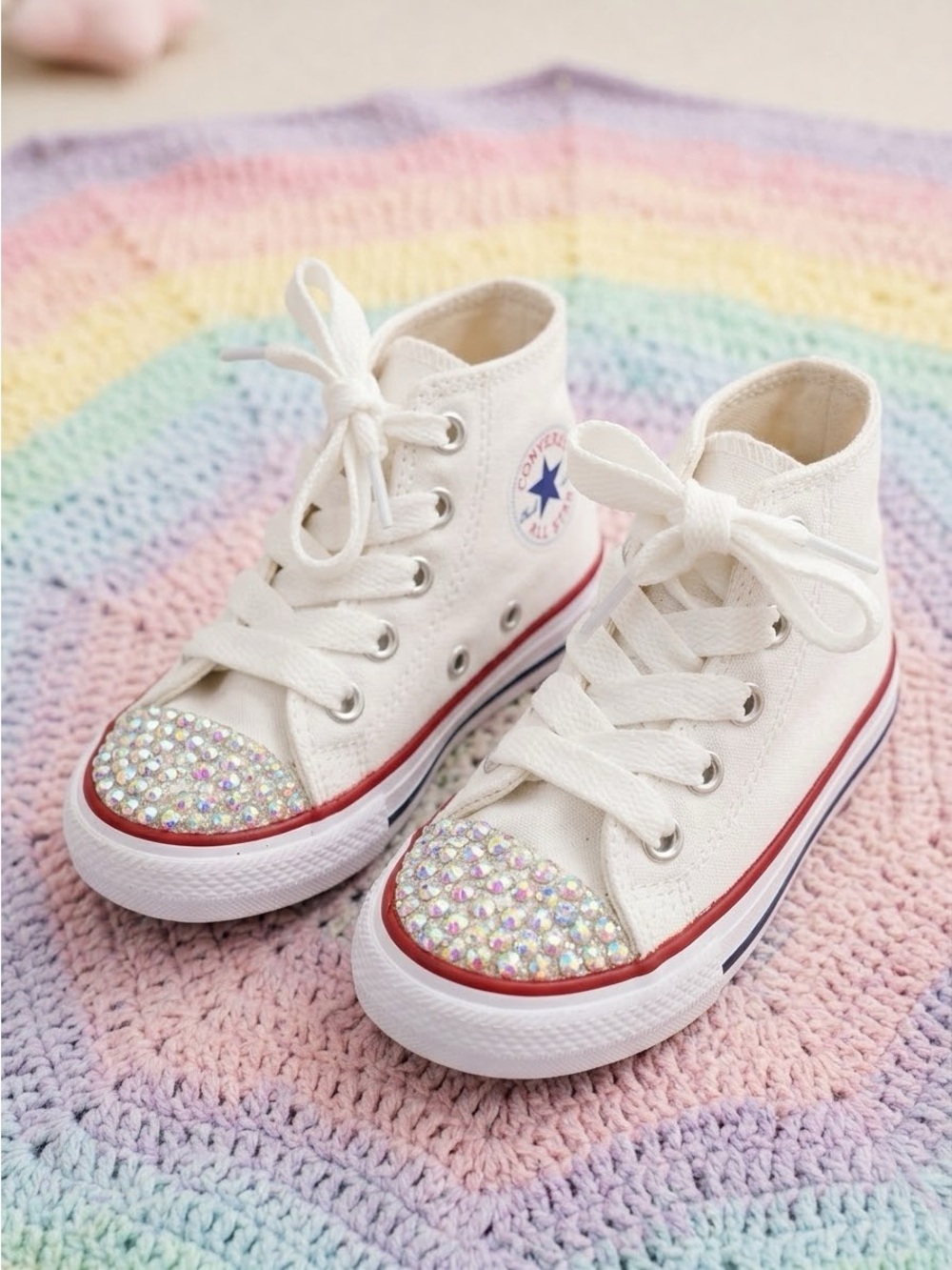 Kids Custom Bedazzled Converse Chuck Taylor All Star High-Top Sneakers – Size 5